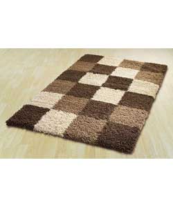 Chocolate and Natural Norvik Blocks Shaggy Rug