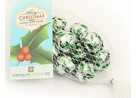 Net of chocolate holly balls