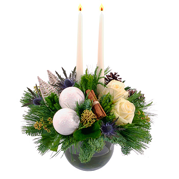 Christmas White Bowl - flowers