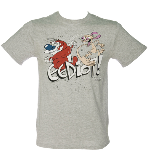 Mens Grey Ren And Stimpy Eediot T-Shirt