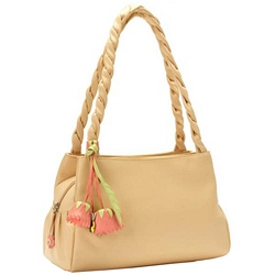 Ciccia Plait Handle Pom Pom Handbag