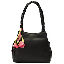 Ciccia Plait Handle Pom Pom Shoulder Bag