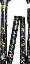 Classic Canes Derby Folding Walking Stick - Black Floral