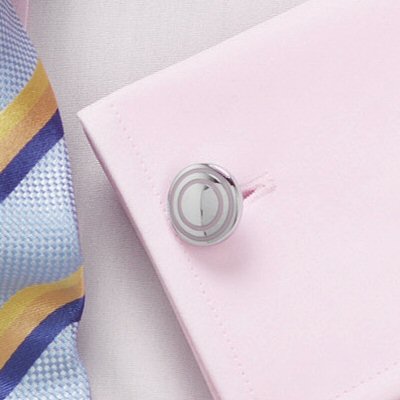 classic Cufflinks - Pink Silver Circle