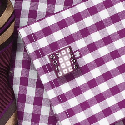 classic Cufflinks - Purple Silver Checker