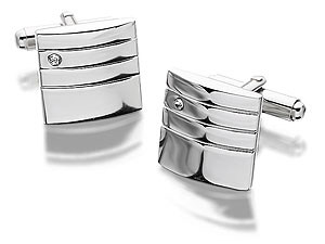 Classic Square Cubic Zirconia Swivel Cufflinks -