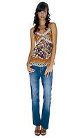 Womens Sequin Trim Top