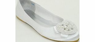 Toe Flats Satin Flat Heel Flats White