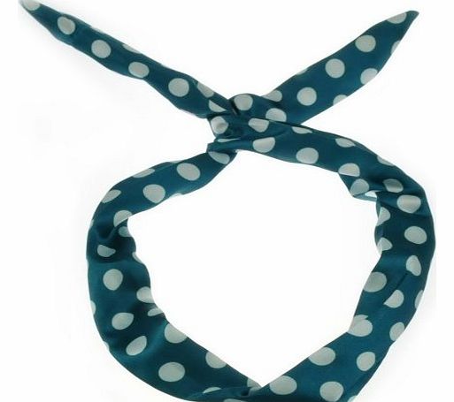 Cloud 9 Wire headband Stylish Retro Wire Hair Band Women Head Hair Band (Big Dot Teal Blue