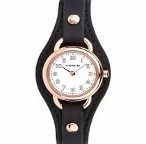 Coach Ladies Dree Black Leather Strap Watch