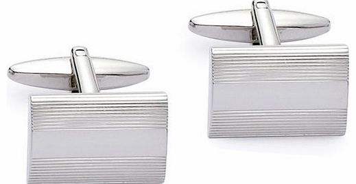 Code Red Base Metal Rhodium Plated Low-Dome Rectangular Cufflink