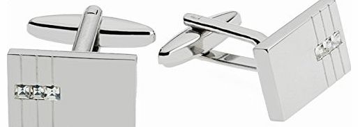 Code Red Crystal Rhodium Plated Base Metal Cufflinks, Model 5249