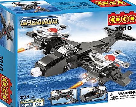 Cogo  Creator 3010 Boys Block Brick Toys Skybolt Air and Sea 3 in 1 Fighter Bombers Jet boat Triad deformation Building Blocks Christmas Gift Fighter Plane Construction Bricks Advent Calendar Christmas