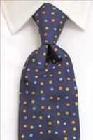 Coles Navy / Gold Three Spot Pure Silk Tie