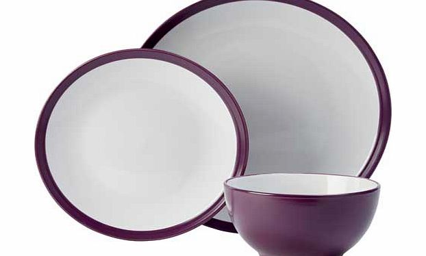 12 Piece Stoneware Dinner Set - Purple