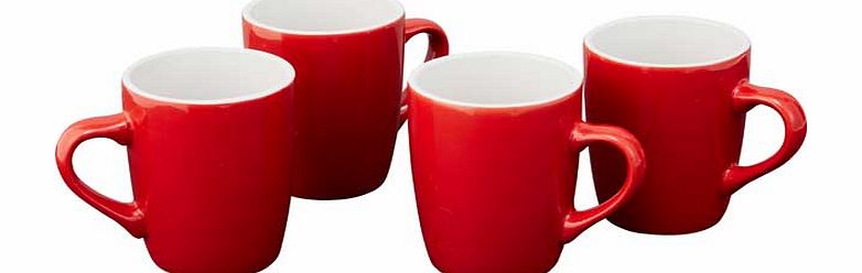 ColourMatch Two-Tone 4 Piece Mug Set - Poppy Red