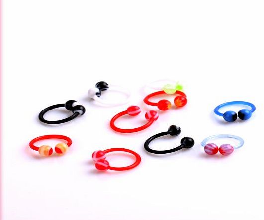 Come2Buy Come 2 Buy - 10 Flexible Ball Body Jewellery - Body Bars - Horseshoe Micro Circular Barbell Ring - 16GA 1.2 x 8mm - for Eyebrow, Tragus, Helix, Lip, Septum Piercings