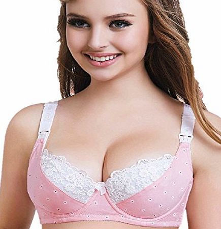 Comfy Nursing Bra Cotton Soft Nursing/Maternity Bra Underwired Breastfeeding CJ-1 Pink Daisy 40D