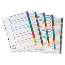 1-20 Multicolour Plastic Index A4 Ref