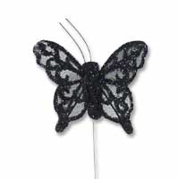 Black sheer glitter bfly pk of 24