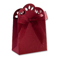 Burgundy scallop top favour bag pk of 10