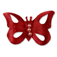 Confetti Burgundy small satin pearl butterfly pk 25