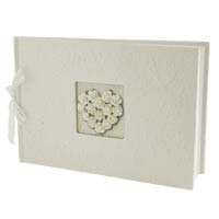 Confetti ivory rosebud heart guest book