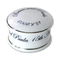 Confetti personalised ceramic pots with silver rim