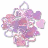 Confetti Pink iridescent large hearts confetti