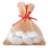 Soft peach organza favour bag pk of 10