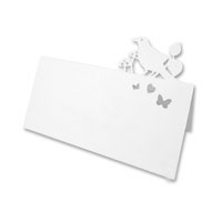 White laser cut bird place card pk of 10