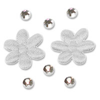 white padded diamante flower