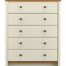 Cream Oak Effect 5 Drawer Chest (W)858mm