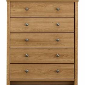 Oak Effect 5 Drawer Chest (W)858mm