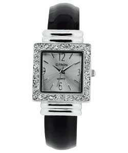 Constant Ladies Black Strap Rectangular Dial Watch