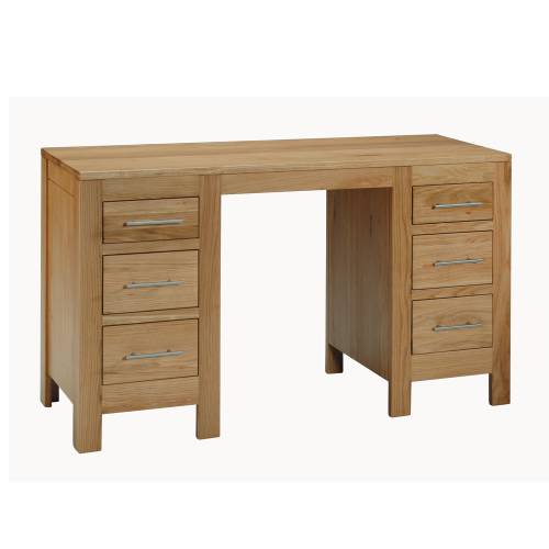 Contemporary Oak Double Pedestal Desk