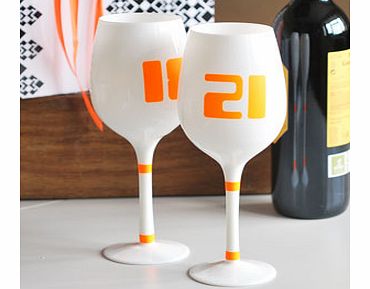 Contemporary Orange Neon 21st Birthday White