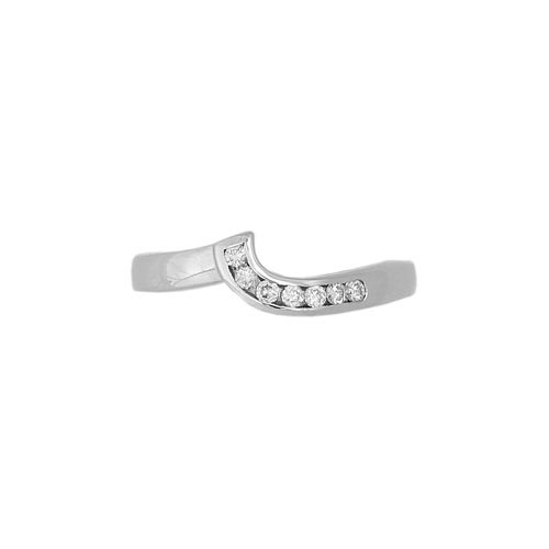 Seven Diamond Set Contours Band Ring In 9 Carat White Gold