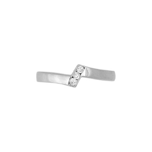 Three Diamond Set Contours Band Ring In 9 Carat White Gold