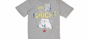 Boys 3-7yrs grey Chuck Stencil tee