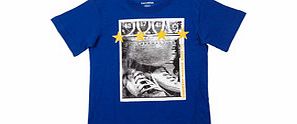 Boys blue cotton blend T-shirt