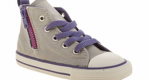 Converse light grey all star side zip hi girls