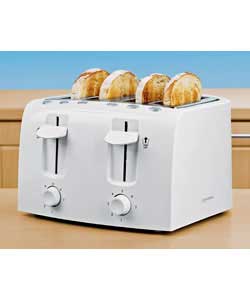 Cookworks 4 Slice White Wide Toaster