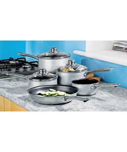 Cookworks 5 Piece Aluminium Non-Stick Pan Set - Silver