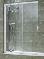 Sliding Bath Screen - White Frame - Clear Glass