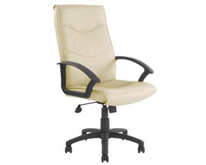 Corbett high back leather faced chair cream