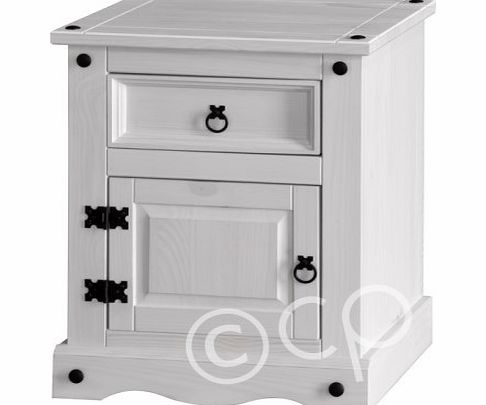 Corona 1 Door 1 Drawer Bedside Cabinet in White