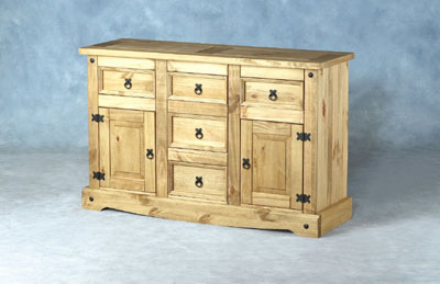 2 DOOR / 5 DRAWER PINE SIDEBOARD