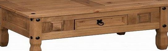 Corona Mexican Waxed Pine Coffee Table w/ Drawer