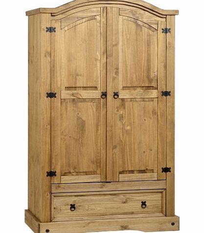 Pine Wardrobe 2 Door 1 Drawer Mexican Distressed Wax Pine *Brand New*